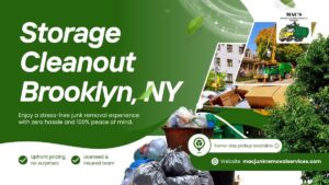 MAC Junk Removal truck and team clearing a Brooklyn storage unit